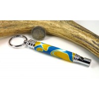 Blue Yellow Swirl Secret Compartment Whistle