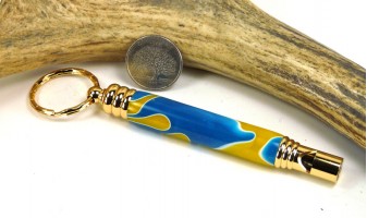 Blue Yellow Swirl Secret Compartment Whistle