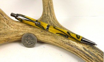 Yellow Black Swirl Slimline Pencil