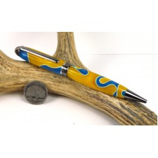 Blue Yellow Swirl Euro Pen