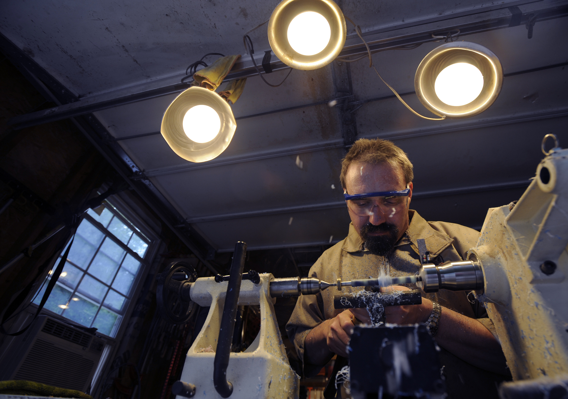 Don Hart turning on the lathe